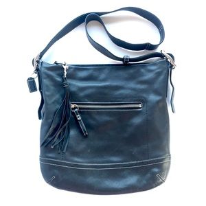 Coach Soho Soft Hobo Slim Duffle Black Leather Bag